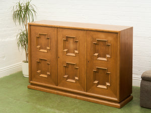 Brutalist Oak 1970’s Cosmic Revival Cabinet
