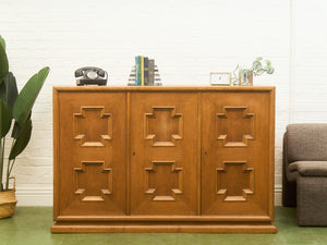 Brutalist Oak 1970’s Cosmic Revival Cabinet