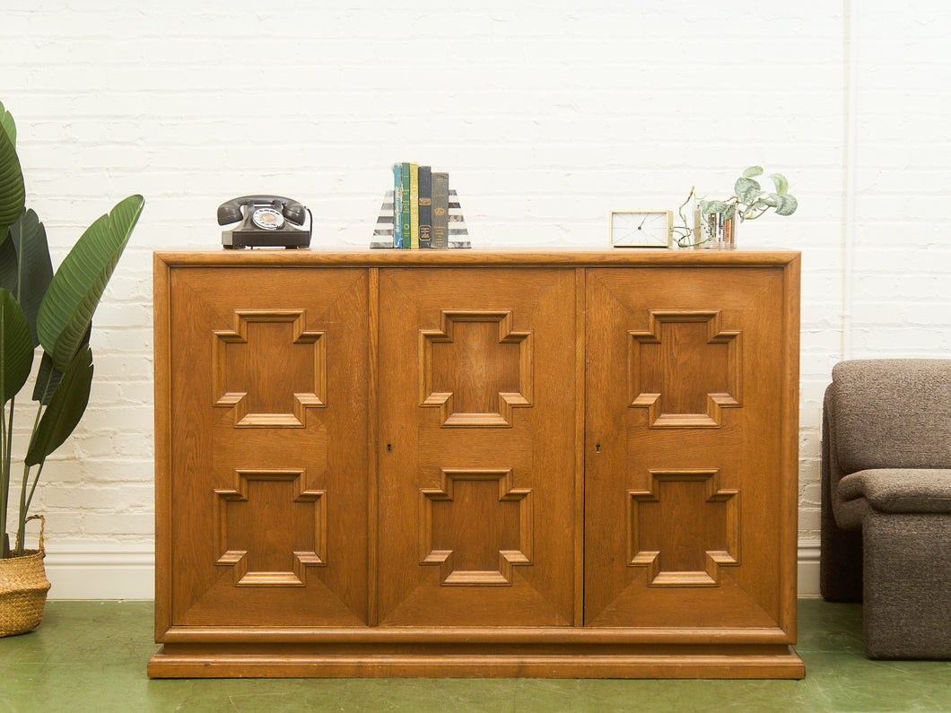 Brutalist Oak 1970’s Cosmic Revival Cabinet