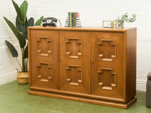 Load image into Gallery viewer, Brutalist Oak 1970’s Cosmic Revival Cabinet
