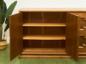 Brutalist Oak 1970’s Cosmic Revival Cabinet