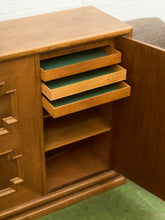 Load image into Gallery viewer, Brutalist Oak 1970’s Cosmic Revival Cabinet
