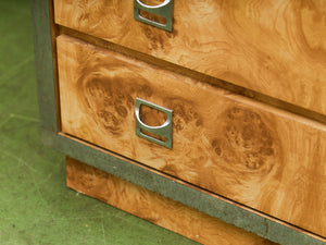 1970’s Mod Atomic Faux Burlwood Highboy Dresser