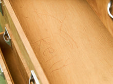 Load image into Gallery viewer, 1970’s Mod Atomic Faux Burlwood Highboy Dresser

