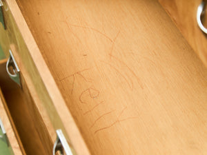 1970’s Mod Atomic Faux Burlwood Highboy Dresser