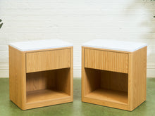 Load image into Gallery viewer, White Top Blonde Nightstands
