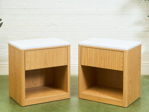 White Top Blonde Nightstands