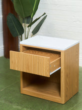 Load image into Gallery viewer, White Top Blonde Nightstands
