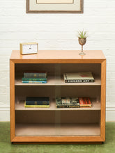 Load image into Gallery viewer, Blonde Small 1950’s Display Cabinet Book Shelf Behind Glass
