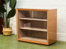 Load image into Gallery viewer, Blonde Small 1950’s Display Cabinet Book Shelf Behind Glass
