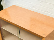 Load image into Gallery viewer, Blonde Small 1950’s Display Cabinet Book Shelf Behind Glass
