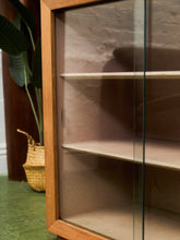 Load image into Gallery viewer, Blonde Small 1950’s Display Cabinet Book Shelf Behind Glass
