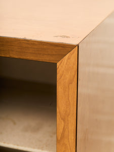 Blonde Small 1950’s Display Cabinet Book Shelf Behind Glass