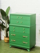Load image into Gallery viewer, Kelly Green Vintage Highboy Gold Hardware
