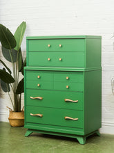 Load image into Gallery viewer, Kelly Green Vintage Highboy Gold Hardware
