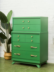 Kelly Green Vintage Highboy Gold Hardware