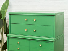 Load image into Gallery viewer, Kelly Green Vintage Highboy Gold Hardware
