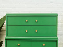 Load image into Gallery viewer, Kelly Green Vintage Highboy Gold Hardware
