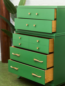 Kelly Green Vintage Highboy Gold Hardware