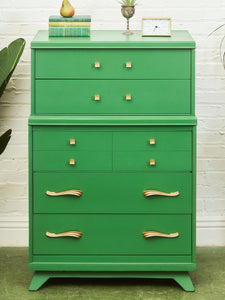 Kelly Green Vintage Highboy Gold Hardware