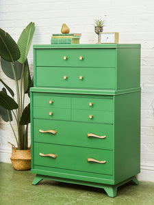 Kelly Green Vintage Highboy Gold Hardware