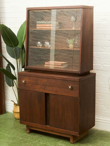 Mid-Century Modern Hutch Cabinet in Walnut
