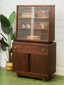 Mid-Century Modern Hutch Cabinet in Walnut
