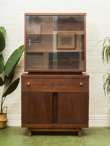 Mid-Century Modern Hutch Cabinet in Walnut