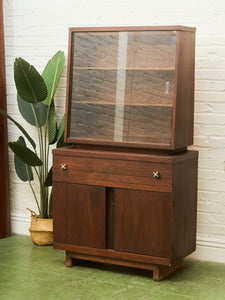 Mid-Century Modern Hutch Cabinet in Walnut