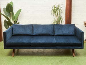 Navy Blue Sofa with Sculpted Legs