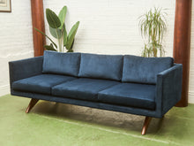 Load image into Gallery viewer, Navy Blue Sofa with Sculpted Legs
