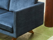 Load image into Gallery viewer, Navy Blue Sofa with Sculpted Legs
