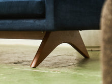 Load image into Gallery viewer, Navy Blue Sofa with Sculpted Legs
