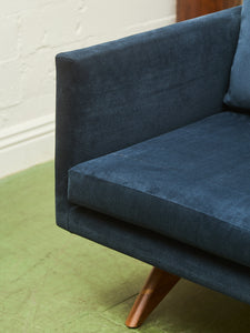 Navy Blue Sofa with Sculpted Legs
