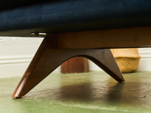 Navy Blue Sofa with Sculpted Legs