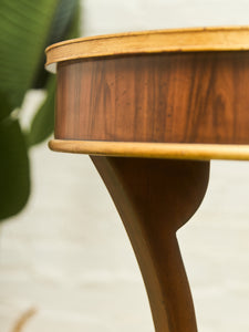 Neoclassical Antique Round Table with Brass Trim