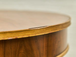 Neoclassical Antique Round Table with Brass Trim