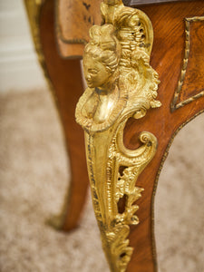 19th Century Antique Louis XV Style Bureau Plat Writing Table Bronze