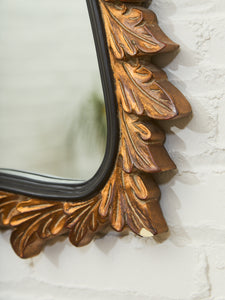 Flame Carved Mirror with Sculptural Frame
