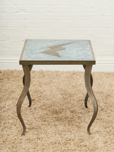 Load image into Gallery viewer, Brutalist Cement and Steel Inlaid End Table
