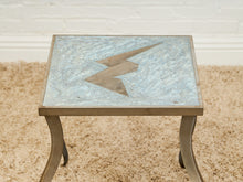 Load image into Gallery viewer, Brutalist Cement and Steel Inlaid End Table
