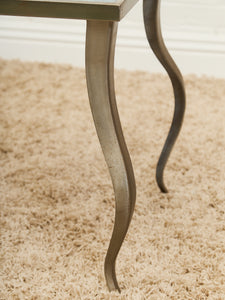 Brutalist Cement and Steel Inlaid End Table