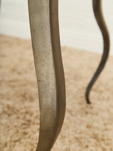 Brutalist Cement and Steel Inlaid End Table
