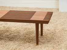 Load image into Gallery viewer, Mid-Century Slat Coffee Table with White Laminate Tile Inlay
