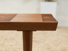 Load image into Gallery viewer, Mid-Century Slat Coffee Table with White Laminate Tile Inlay
