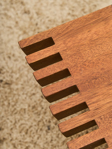 Mid-Century Slat Coffee Table with White Laminate Tile Inlay