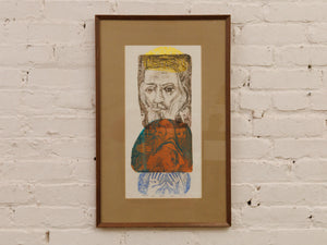 Mid Century abstract collage Lithograph by Abraham Yakin
