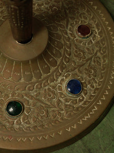 Brass Antique Ornate Glass Indian Lamp