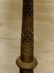 Brass Antique Ornate Glass Indian Lamp
