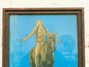 1930's Native American on Black Horse Appeal to the Great Spirit